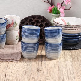 Japanese-Style Ceramic Sake Cups Set of 4 Handcrafted Sake Wine Glasses for Sushi Dinner, Asian Entertaining and Home Bars Elegant Minimalist Design, Dishwasher Safe