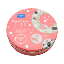 PME RC19 Stainless Steel Round Cookie Cutters (19 Piece) - Silver