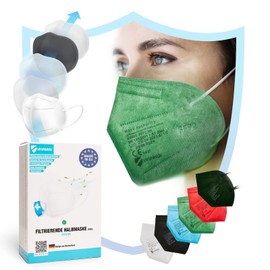 Virshields® FFP2 Face Mask - PFE 94%, VFE 99.99%, EN 149:2001+A1:2009, 5 Layers, Pack of 10-2000, Filtering, Made in the EU, Choice of Colours - Respirator Mask, Protective Mask, Half Mask (10, Green)