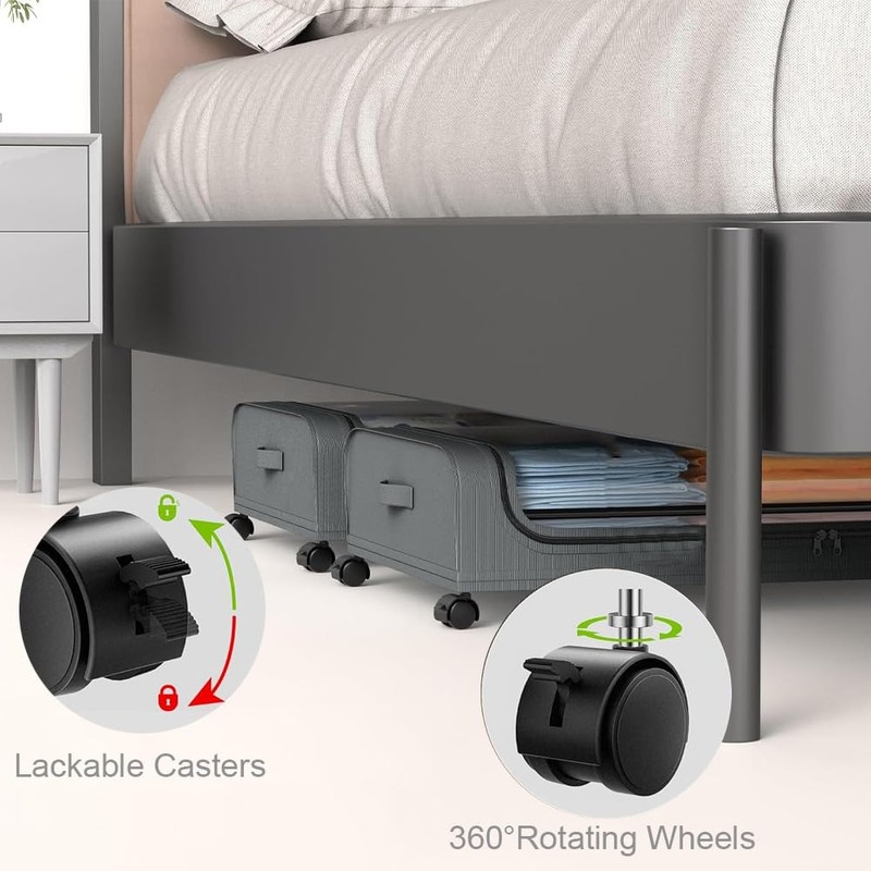 HHWRT Under Bed Storage Containers Wheels, Under Beds Storages Organizer,