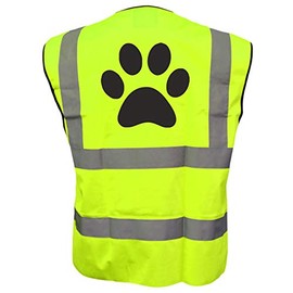 Dog Paw Yellow Hi Vis Viz Safety Vest Waistcoat For Humans Reflective High Visibility, Dog Walker, EN471 BS, 5XL