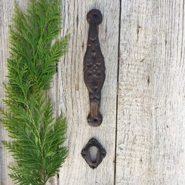 Antikas - Cast Iron Door Handle with Lock Rosette Ideal for Wooden Gate, Stable Side Entrance