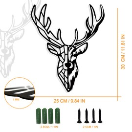 NBEADS Metal Deer Wall Art Decoration, Animal Metal Wall Hanging Decoration Silhouette Wall Art for Farmhouse Cabin Living Room Bedroom Indoor Outdoor, 30x25cm