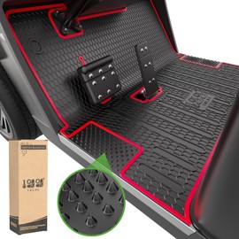 10L0L Golf Cart Floor Mat for EZGO TXT 1996-up, Full Coverage Floor Liner Mat with Grass-scraping Design, Honeycomb pattern, Made by Eco-friendly Resin Rubber - Red