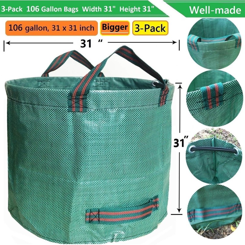Professional 3-Pack 106 Gallon Big Lawn Garden Bags (D31, H31