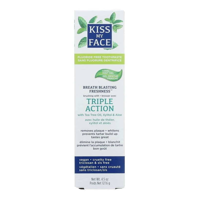 Kiss My Face Triple Action Herbal Mint Gel Toothpaste, SLS