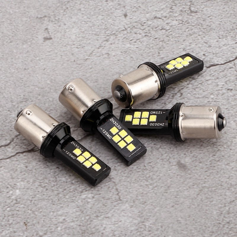 4pcs 12SMD LED White Lights Car Bulb Brake Stop Turn