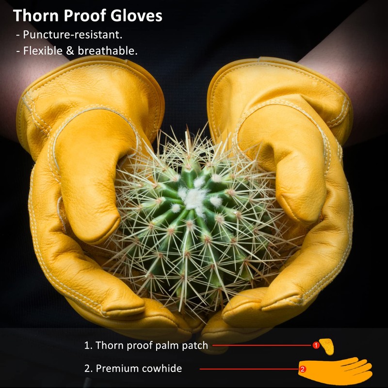 FEISHDEK Leather Gloves Work Gloves Men's Gardening Gloves Thorn Proof