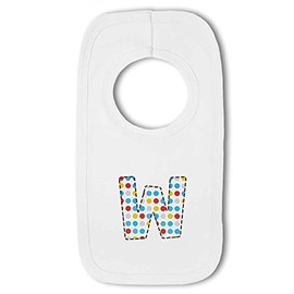 Blue Dotty Alphabet Letter W - Baby Pullover Bib