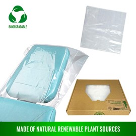 Biodegradable Disposable Plastic Dental Chair Headrest Cover Barrier Sleeves (Box of 250) (10" x 11")