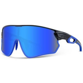 BEACOOL Polarized Sports Sunglasses GlossyBlack Blue