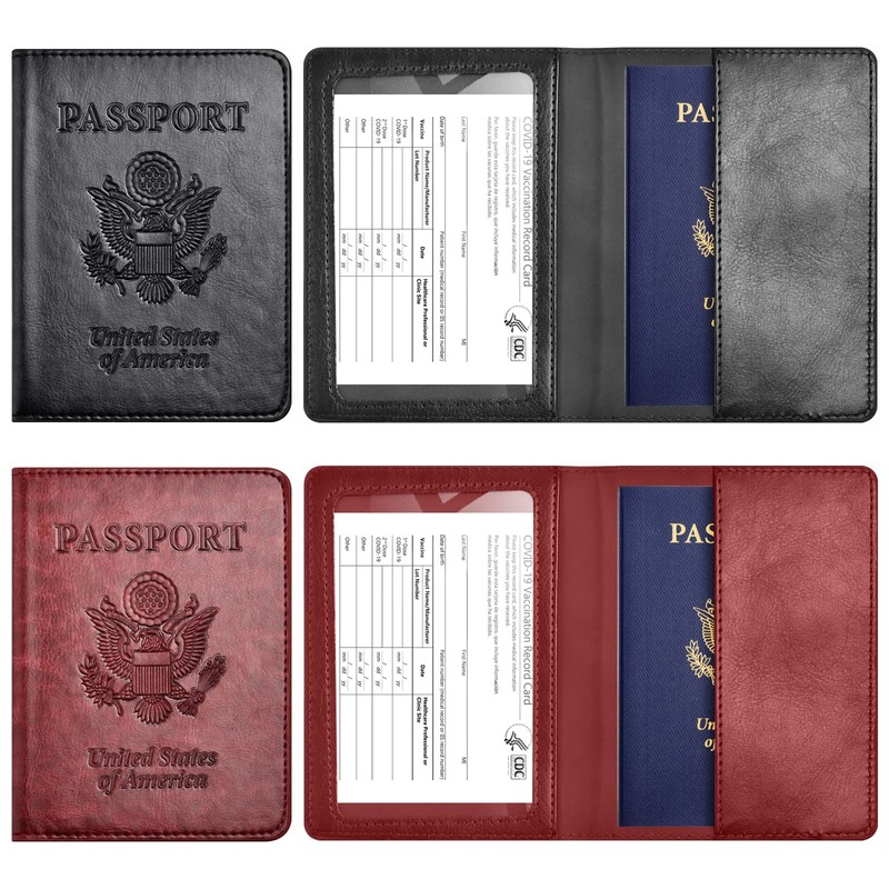 Eoehro 2Pack Passport Holder Wallet Cover Case, Travel Essentials for