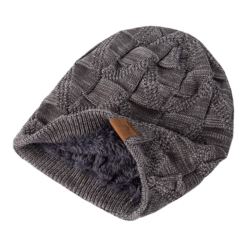 PAGE ONE Mens Winter Slouchy Beanie Warm Fleece Lined Skull