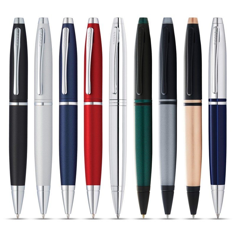 CROSS Calais Ballpoint Pen in Chrome and Blue Lacquer incl.