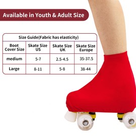 YUNCHONGuk Skate Cover for Roller Skates and Ice Skates, Elastic Cover for Ice Skates, Skate Shoe Covers, Skate Boot Cover for Figure Skating, Ice Skating, Roller Skates (Red, L)