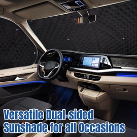 Sun Protection Windscreen VW T5 T6, Pack of 3 Thermal Mats, Car Windscreen Cover, Aluminium Blocked UV Rays for Motorhome Windscreens