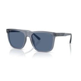 Coach Men's HC8427U Universal Fit Square Sunglasses, Matte Transparent Blue/Blue Solid, 57 mm