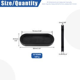 Glarks 10Pcs 1-3/16" x 3-3/8" - 30 x 85mm Oval Closed Rubber Grommet, Drill Hole Double-Sided Firewall Hole Plug Wire Protection Electrical Wire Gasket for Wire, Plug, Automotive, Plumbing