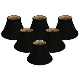 Upgradelights Set of 6 Black Silk with Gold Interior 4 Inch Bell Clip On Chandelier Lampshades