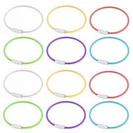 SANJAOYEE Wire Keychains, Approx. 5.9 inches (15 cm), Set of 12, Screw Type, Key Ring, Stainless Steel, Key Organizer Storage, Multi-functional Wire for Loss and Theft Prevention, Convenient Wire Ring