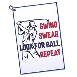GEYGIE Swing Swear Look for Ball Printed Microfiber Golf Towel, Funny Golf Towel Gifts and Golf Accessories for Men Women Dad Mom Grandpa, Fathers Day Birthday Gift for Golf Lover Golfer