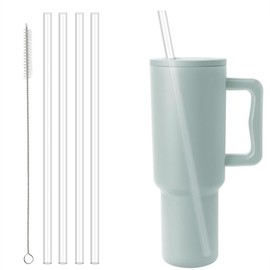 Reusable Straws for 40 oz Tumbler,Plastic Replacement Straws Compatible with Simple Modern 40 oz tumbler,4 Pack Clear Straws with 1 Straw Cleaner Brush