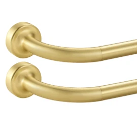 2 Pack Warm Gold Disc Curtain Rods, 84-144 Inches Window Curtain Rod,Adjustable Room Darkening Drapery Rod with Aluminum Finials and Brackets,Wrap Around Design
