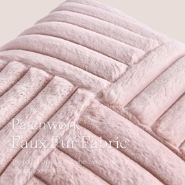 Foindtower Pack of 2, Faux Fur Plush Decorative Throw Pillow Covers Luxury Soft Fluffy Cushion Case Cozy Fuzzy Striped Pillowcase Home Decor for Sofa Couch Living Room Bedroom 20x20 Inch, Dusty Pink