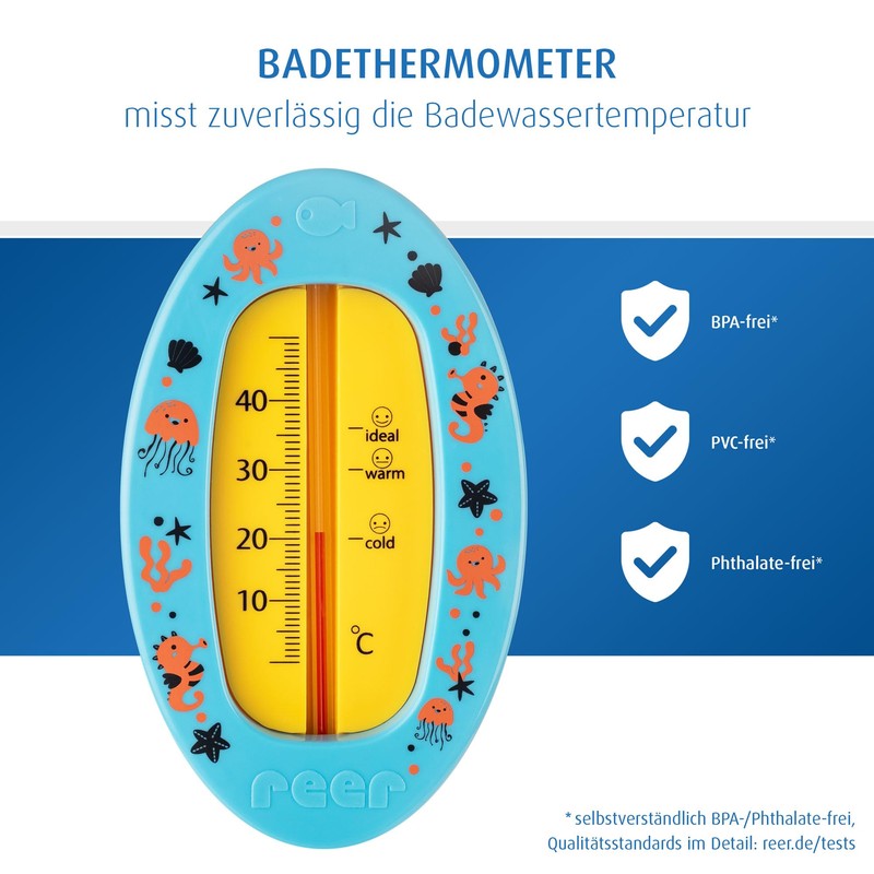 reer Oval Baby Bath Thermometer, Child-Safe Bath Thermometer, Optimal Bath