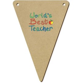 5 x 140mm 'World's Best Teacher' Wooden Bunting Flags (BN00083603)