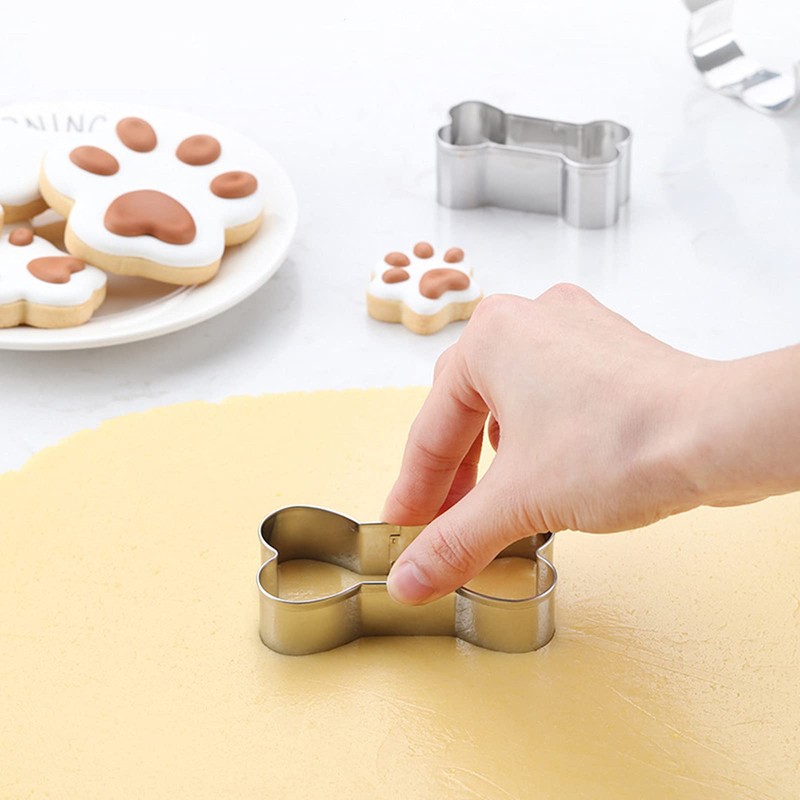 Cookie Cutters Paws Bows Set of 6 Stainless Steel Cookie