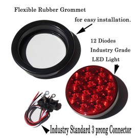 Blingbling 10 Truck Trailer RED Lens 4" Round LED Stop Turn Tail Light Includes Light Grommet Plug