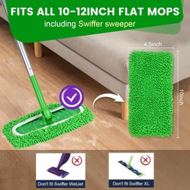 6Pcs Reusable Microfiber Mop Pads Compatible with Sweeper ,Wet and Dry Flat Cover,Washable Pads for Surface/Hardwood Floor Cleaning(Mop is Not Included)