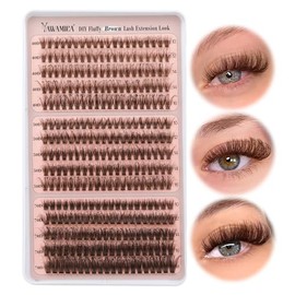 Yawamica Extensiones de Pestañas en Racimo Marrón Más Suaves, Pestañas Individuales, 10-16mm, Rizadas D, Extensiones de Pestañas en Racimo 40D+50D+70D