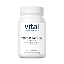Vital Nutrients Vitamin D3 + K2 | 2000 IU | Vitamin D3 K2 Supplement | Vitamin D Complex for Healthy Calcium Levels, Muscle & Bone Health | Gluten, Da