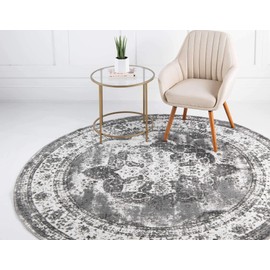 Unique Loom Sofia Collection Traditional Vintage Gray/Light Gray Round Rug (6' 0 x 6' 0)