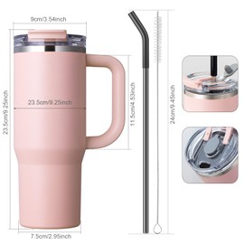 Homealexa Insulated Tumbler 900ml/30oz 304 Stainless Steel, Double Wall Vacuum Design with Leak-Proof Lid and Straw, Perfect for Cold & Iced Beverages Pink