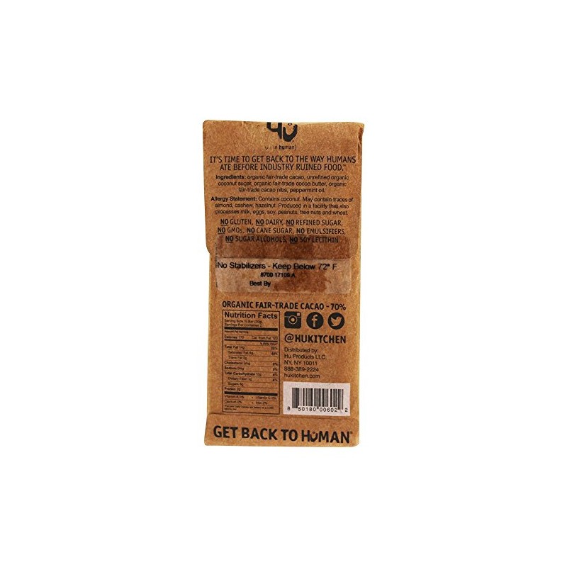 Hu Kitchen, Bar Chocolate Crunchy Mint, 2.1 Ounce