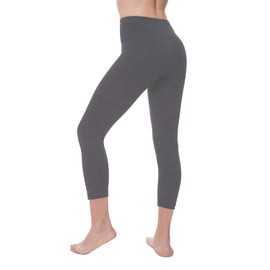 Nirlon Women's Capri Leggings 7/8 Length High Waist Workout Cotton Spandex Yoga Pants 22" Inseam (XL, Heather Grey)