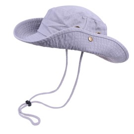 Sombreros tipo cubeta con cordón de ala ancha para senderismo, pesca, protección solar UV, safari, unisex, boonie, Gris, Large/X-Large