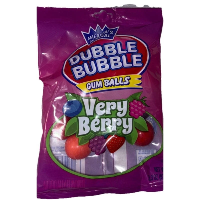 Dubble Bubble Very Berry Flavored Bubble Gum Balls-1ea 3.3oz Bag-NEW-SHIP