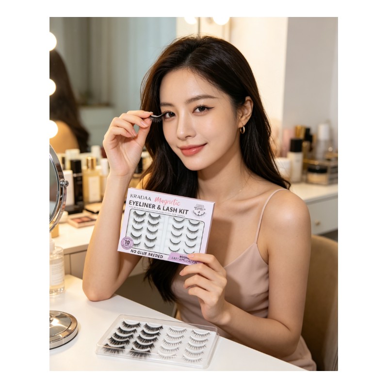 KRADAA MagneLash Pro Kit – 10-Pair Natural Magnetic Lashes with
