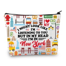 PLITI New York Travel Gift New York Makeup Bag New York Trip Gift New York Vacation Gift Girls Trip New York Zipper Pouch (Might New YorkU)