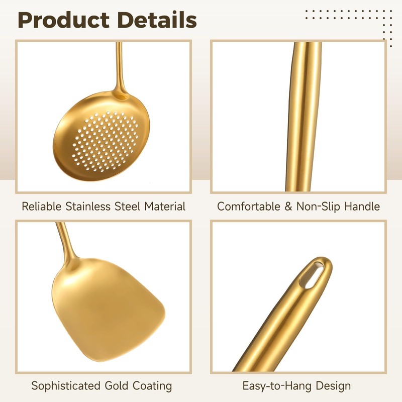 12 Pcs Gold Cooking Kitchen Utensil Set - 304 Stainless