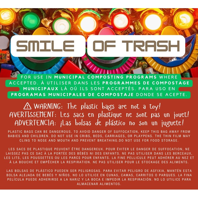 Smile of Trash Compostable Kitchen Food Scraps Bag (Pack of