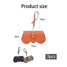 3 PCS Sunglasses Case, Soft Leather Sunglasses Bag Flat Slim Portable Eyeglass Cases, Anti-Scratch Soft PU Leather Travel Glasses Case, Slim Portable Eyeglass Case Sunglasses Pouch with Lanyard