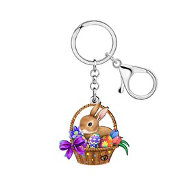 LONYOO Acrylic Easter Basket Eggs Bunny Keychain Accessories Rabbit Bunny Gifts for Women Girls Kids Backpack Purse Charms (Multi)