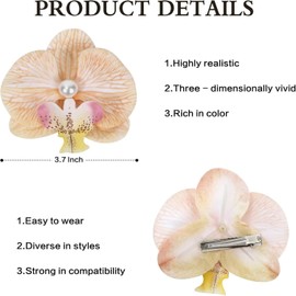 6PCS Clips de de la flor Clips de pelo de la orquídea coreana Clips laterales de la flor de tela para Bangs y Flyaways, accesorios de día a noche del pelo surtidos de colores