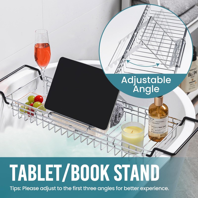 TAILI Bathtub Tray Table for Luxury Bath, Expandable Extra Wide