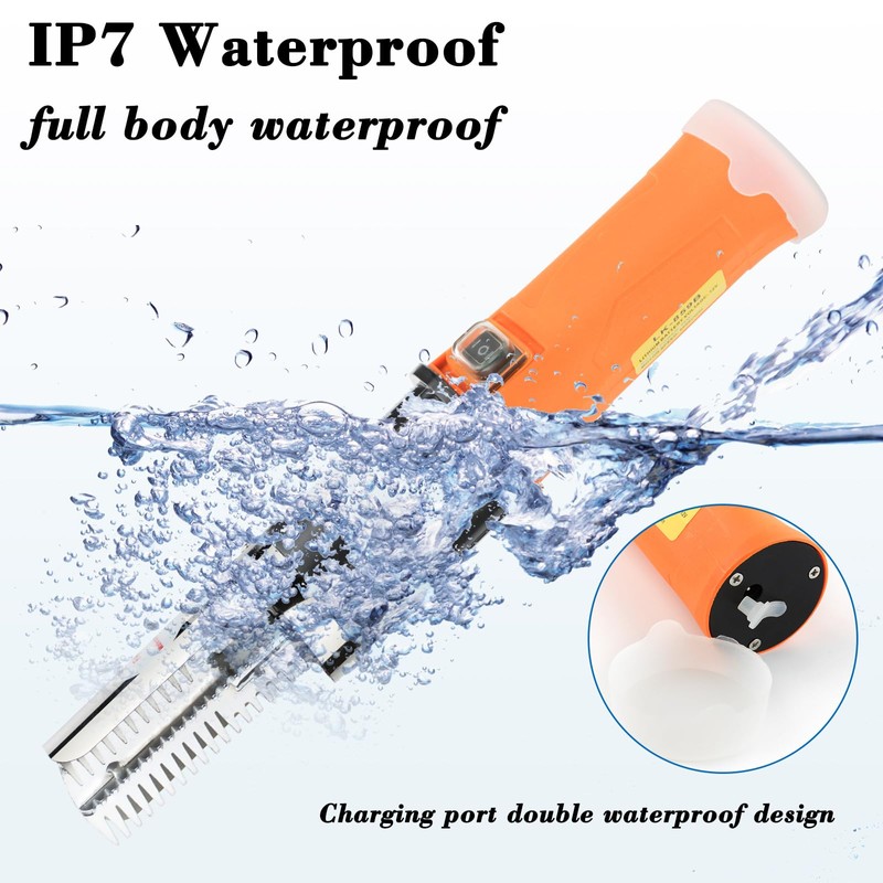 Cordless Electric Fish Scaler Tools,Built-in 12v Rechargeable Battery,2 Cutter Heads,Two-way